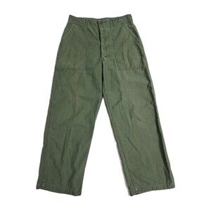 VINTAGE US Army Pants 32x29 Green OG 107 Trouser Cotton Sateen Button RARE
